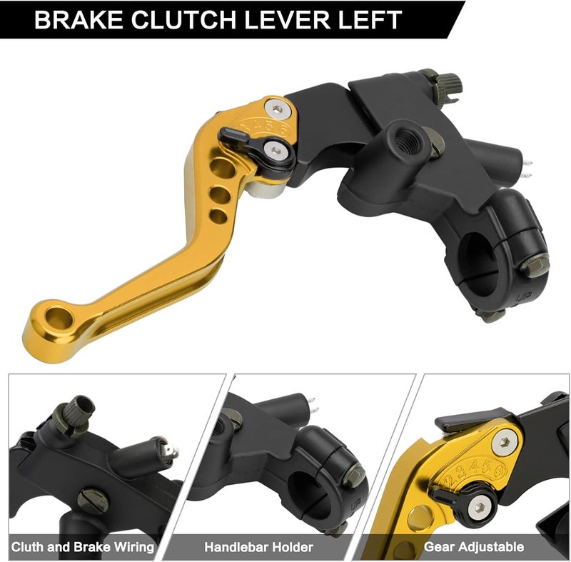 RIDLOG Universal CNC Motorcycle 7/8" 22mm Handlebar Brake Master Cylinder Clutch Lever, Dirt Bike Mini Bike Brake Lever, Brake and Clutch Lever Set Fit for Honda Kawasaki Suzuki Yamaha (Gold) - Image 3